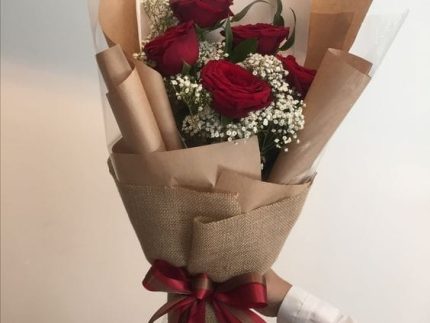imported Red rose stems with baby breadth