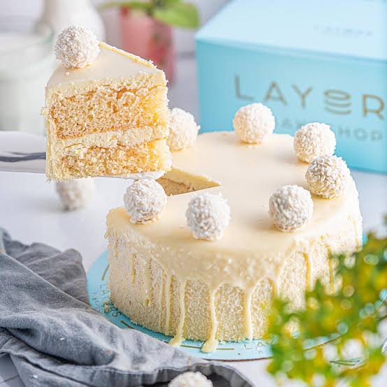 raffaello cake from layers bakeshop