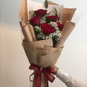 imported Red rose stems with baby breadth