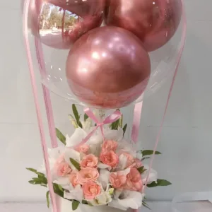Pink theme balloon basket