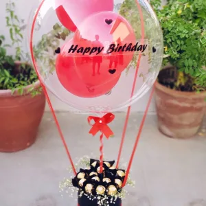 Balloon basket with ferrero rochers